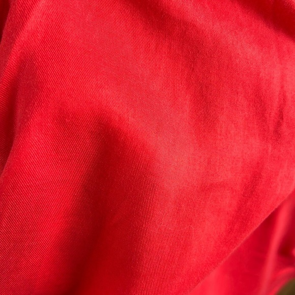 H&M LOGG Dress Red V-Neck Tie Waist Red Orange Casual Solid Neutral - Picture 10 of 10